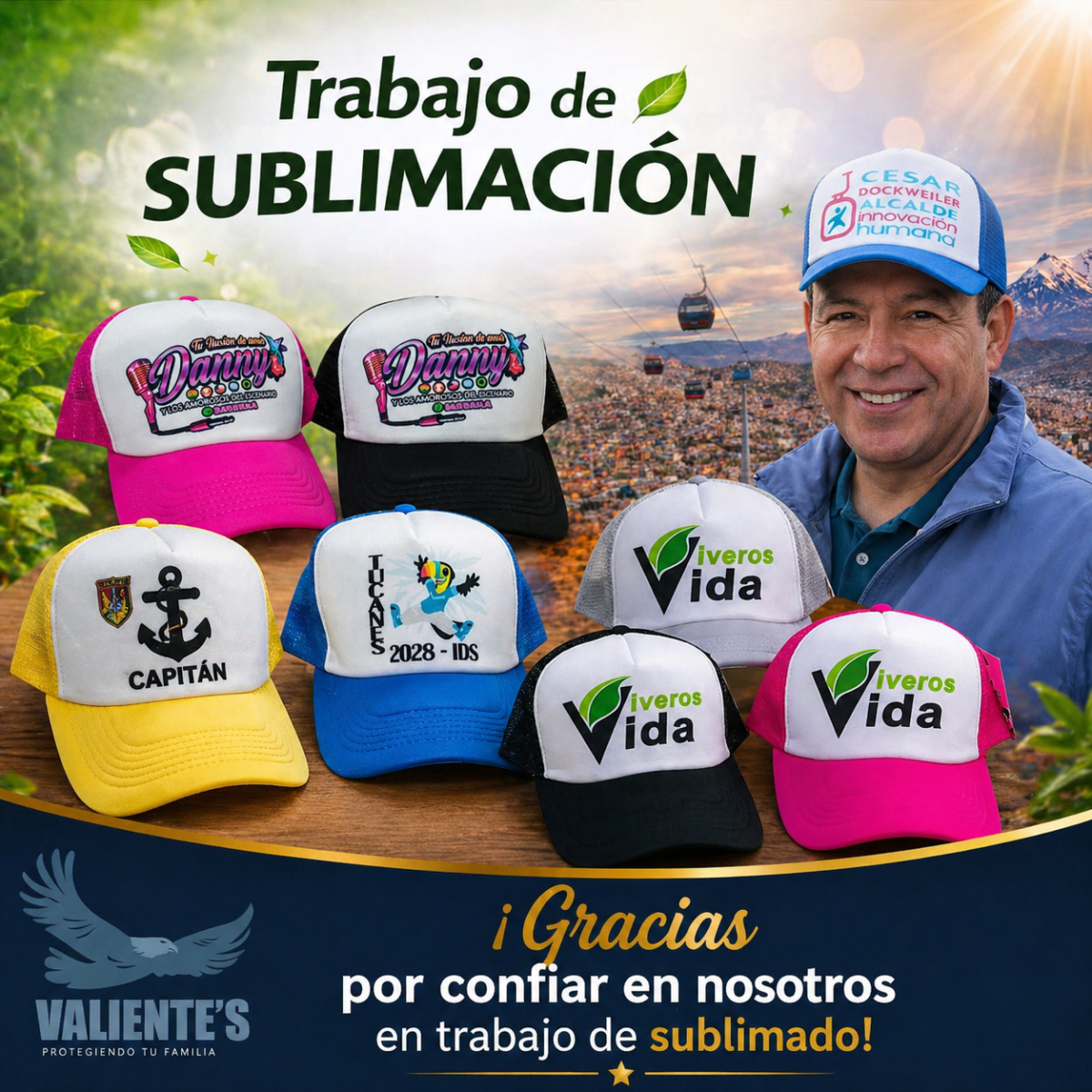 lo mejores en sublimacion personalizada en tus gorras